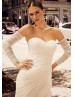 Ivory Pleated Tulle Chic Wedding Dress With Detachable Sleeves